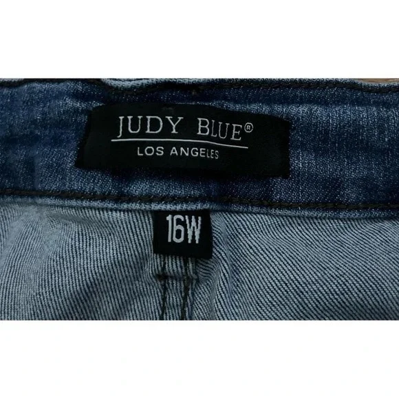 Womens Judy Blue Distressed Stretchy Boot Cut Jeans - Picture 5 of 6